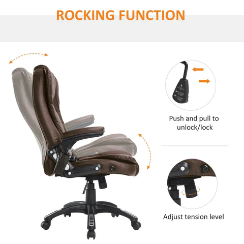 Rootz Bürostuhl – Vibrationsmassagestuhl – Massagestuhl – Gaming-Stuhl – Computerstuhl – Leder – Braun