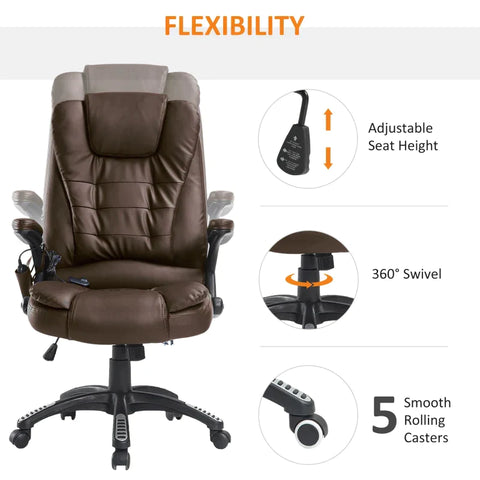 Rootz Bürostuhl – Vibrationsmassagestuhl – Massagestuhl – Gaming-Stuhl – Computerstuhl – Leder – Braun