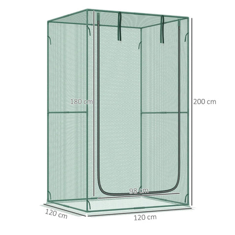 Rootz Plant Protection Net - Roll-up Door - Steel Frame - Including Carry Bag - Dark Green - 120x120x200cm