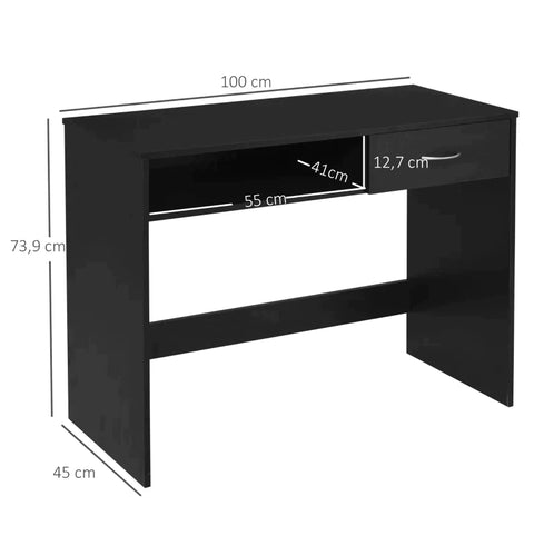 Rootz Desk - Computer Desk - Writing Table - Office Table - Black - 100 cm x 45 cm x 73.9 cm