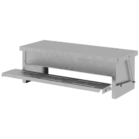 Rootz Chicken Feeder - 5 Chicken Automatic Feeder - Galvanized Iron - Aluminum - Silver - 56W x 36D x 18.5H cm