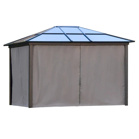 Rootz Luxury Gazebo - Garden Pavilion - Aluminum Party Tent - Garden Tent With Translucent PC Roof - Brown + Beige - 300 x 360 x 265 cm