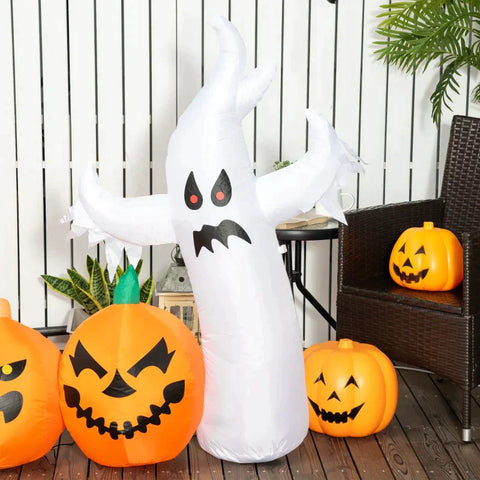 Rootz Ghost Family - Halloween Decoration - Inflatable Ghost Family - Herring - Bungee Cords - Blower - Orange - 2.55 x 0.40 x 1.30m