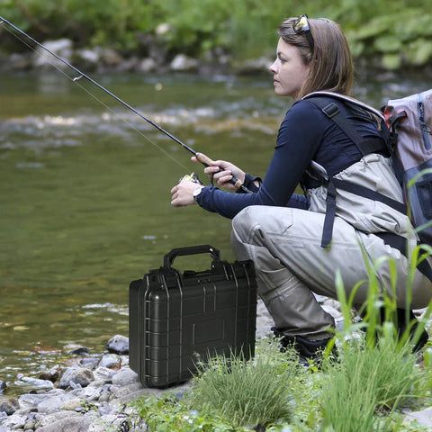 Rootz Tool Cases - Outdoor Protection Box - 2 Wheeled - 2 Handle - Waterproof Valuables Case - With Air Valve - Black - 26cm x 22cm x 12cm