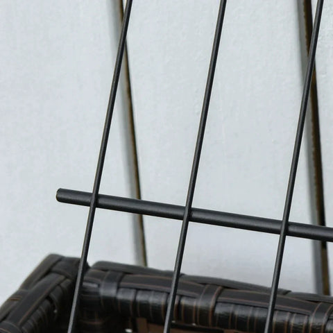 Rootz Verhoogd Bed - Bloembak - Rotan Verhoogd Bed Met Plank - Metaal - Bruin - 70 x 30 x 72 cm