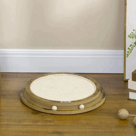 Rootz Cat Scratcher Board - Includes Toy Scratch Mat - Cat Toy - Natural - 40cm x 40cm x 4.5cm