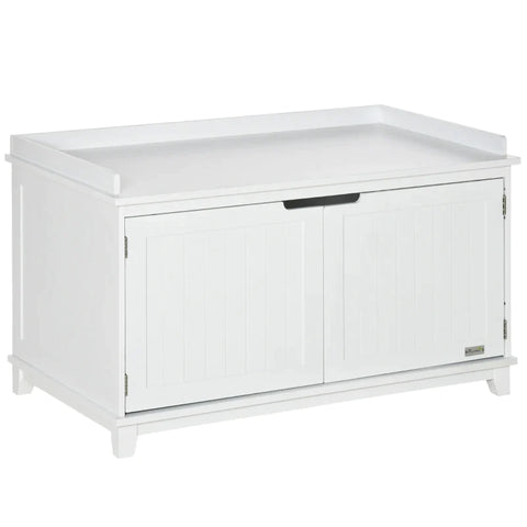 Rootz Litter Box - Cat Cabinet - Litter Box Cat House - Chest Of Drawers Cat Cave - With Partition Cabinet - MDF - White - 95.4 x 54 x 57.5 cm