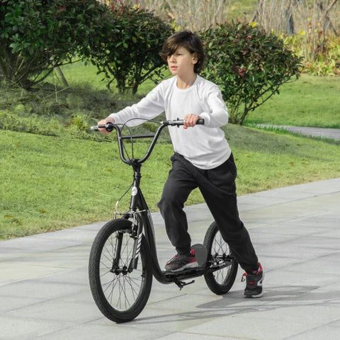 Rootz Children's Scooter - Scooter - Height-adjustable - City Scooter - Kickboard - With 16''/20'' Pneumatic Tires - Black - 156 x 68 x 101-108 cm