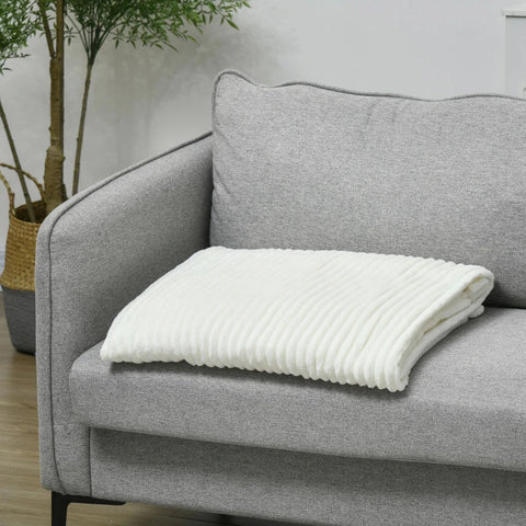 Rootz Fleece Blanket - Light & Soft - Indoor And Outdoor - Comfortable Blanket - Ideal Couple's Blanket - For 2 People - Cream White - 203L x 152W x 0.5D cm