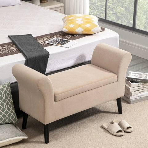 Rootz Bench Seat - Luxury Bench - Bedroom Bench - Bench - With Storage Space - 111.5 cm x 41 cm x 65 cm