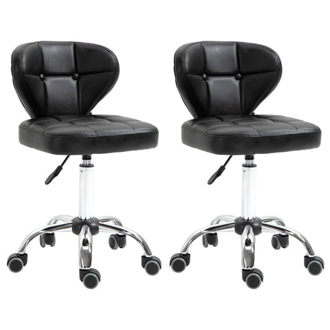 Rootz Set Of 2 Work Stools - Bar Stools - Saloon Stools - Imitation Leather - Dark Grey - 45W x 47D x 72-87H cm
