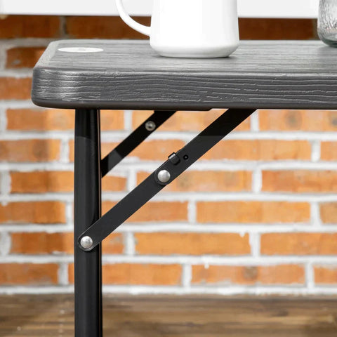 Rootz Outdoor Table - Garden Table - For 4 People - Foldable - Height Adjustable - Wood Look - Grey + Black - 118 x 60 x 74 cm