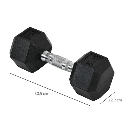 Rootz 2 x 8 KG Hexagonal Dumbbells - Rubberen Dumbbell - Gekartelde handgreep - Sports Hex Weights Sets - Gewichtheffen Oefening - Thuis - Gym - Zwart