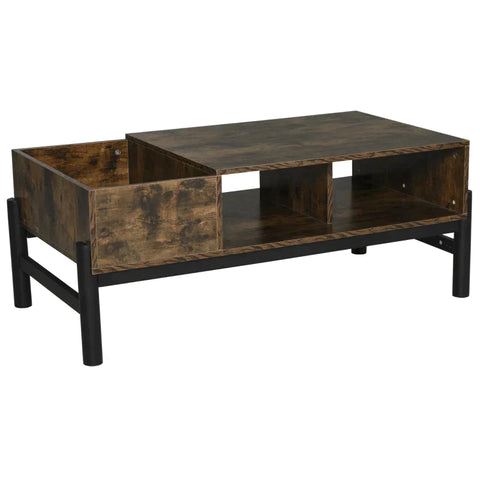 Rootz Salontafel - Bijzettafel - Banktafel - Woonkamertafel - Bruin/Zwart - 118x60x47cm