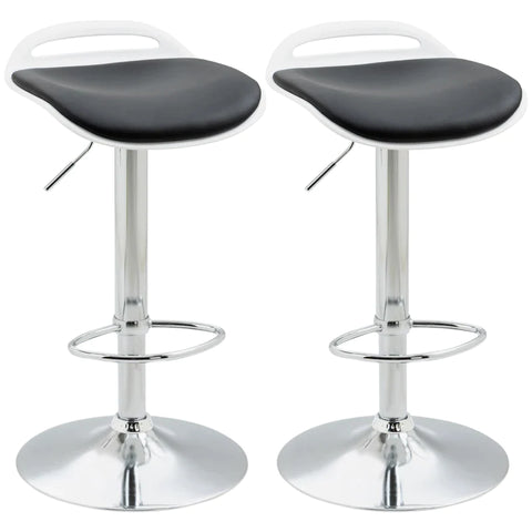 Rootz Bar Stools - Set Of 2 - Height-adjustable - Rotating - With Footrest - Steel + Faux Leather - Black - 39 x 41 x 68-88 cm