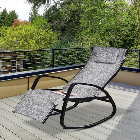 Rootz Rocking Chair - Rocking Lounger - Garden Lounger - Swing Lounger - Grey - 64 x 69 x 108 cm