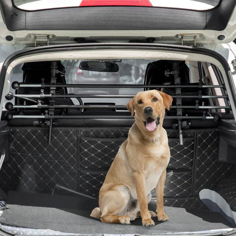 Rootz Divider - Dog Car Divider - Dog Car Partition - Height and Width Adjustable - Steel + ABS - Black - 85-140W x 40-50H cm