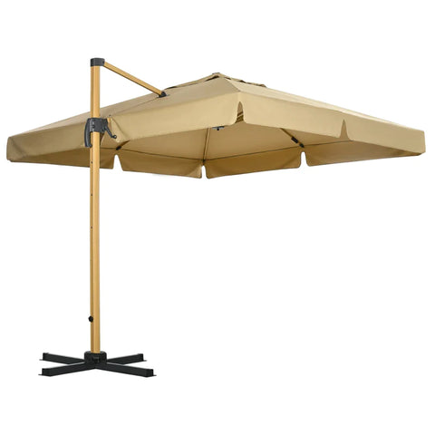 Rootz Parasol - Cantilever Parasol - Tilting - Height Adjustable - With Protective Cover - Khaki - 2.95 x 2.95 x 2.75 m