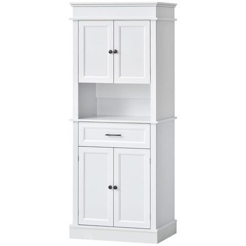 Rootz Kitchen Cabinet - Storage Cabinet - Kitchen Cupboard - Country Style - 2 Cabinets 1 Drawer - Wood - White - 74 cm x 39.5 cm x 183 cm