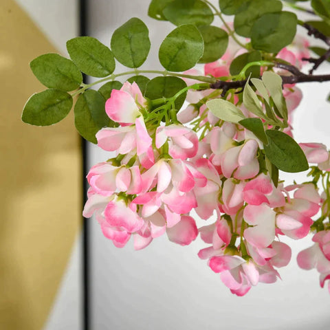 Rootz Artificial Plants - Artificial Sophora Plant - Flower Tree - Cotton-like Pleasure Ring - PE - Cement - Home - Office - Outdoor - Pink + Black - 17cm x 17cm x 150cm