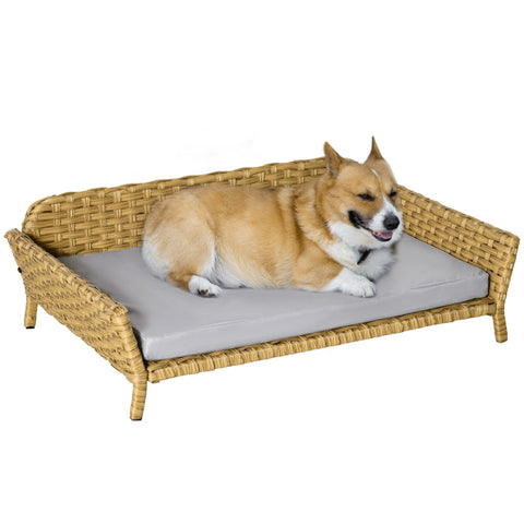 Rootz Rotan Dierensofa - Rotan Hondensofa - Hondenmand - Hondenbed - Met Kussen - Kattenbed - Kattensofa - Geweven Dierensofa - Weerbestendig - Geel - 84 x 53 x 25 cm
