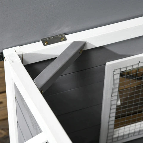 Rootz Solid Wood Dog Kennel - Weather Resistant - Asphalt Roof - Removable Base - Gray + White - 109cm x 79cm x 72cm
