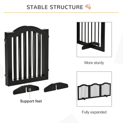 Rootz Dog Gate - Dog Barrier Safety Gate - Dog Guard - 3-part Grid - Barrier Door Safety Gate - Black - 154.5 x 29.5 x 61 cm