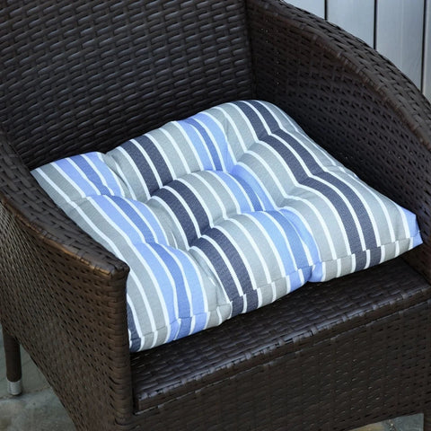 Rootz Cushions - Seat Cushions - Chair Cushions - Seat Pad - Garden Chair Cushions - Set of 2 - Blue Striped - 50L x 45W x 8D cm