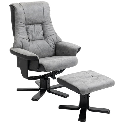 Rootz Relaxation Chair With Stool - Tv Chair - Upholstered Chair - Sofa Bed - 360° Rotatable - Grey - 78 x 82.5 x 109 cm