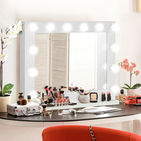 Rootz Hollywood Mirror Lighting - Touch Control - Memory Function - 12 Dimmable - Led Lamps - White - 80 x 60 cm