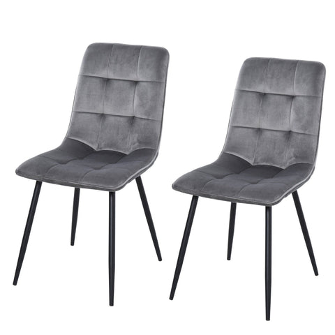 Rootz Set Of 2 Dining Room Chairs - Upholstered Chairs - Kitchen Chairs - Dining Table - Foam Metal - Gray/Black - 45 x 63 x 90 cm
