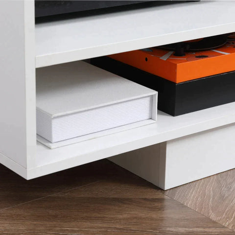 Rootz TV Bench - TV Dresser - With Wall Shelf - Side Shelf - Storage Compartments - With Flap Doors - Chipboard - White - 150 x 31.5 x 40cm