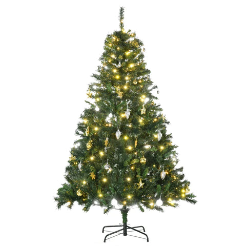 Rootz Kerstboom - Kunstkerstboom - Gedecoreerde Kerstboom - Kunstboom Met LED Licht - Kerstboom Inclusief Standaard - Groen