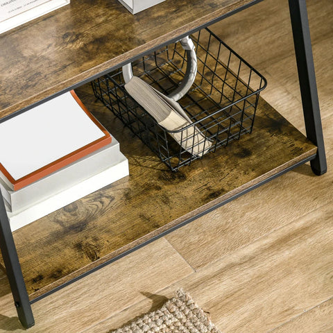 Rootz Ladder Shelf - Storage Rack - Free-standing Ladder Shelf - Industrial Design 4 Shelves - Chipboard/Steel - Brown/Black - 63.5 cm x 44 cm x 121 cm