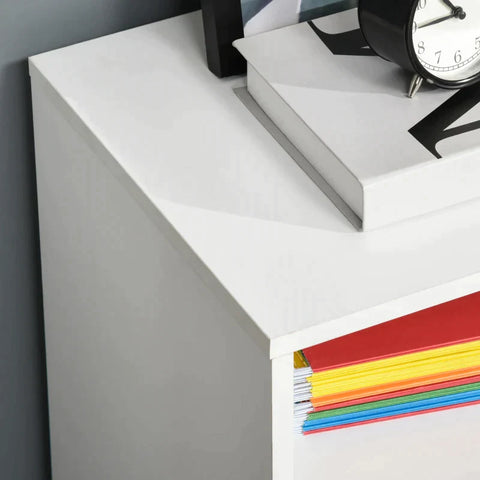 Rootz archiefkast - kantoorkast - kantoorcontainer met wielen - printerstandaard - opbergorganizer met afsluitbare lade - slaapkamer - woonkamer - wit - 100 x 35 x 65 cm