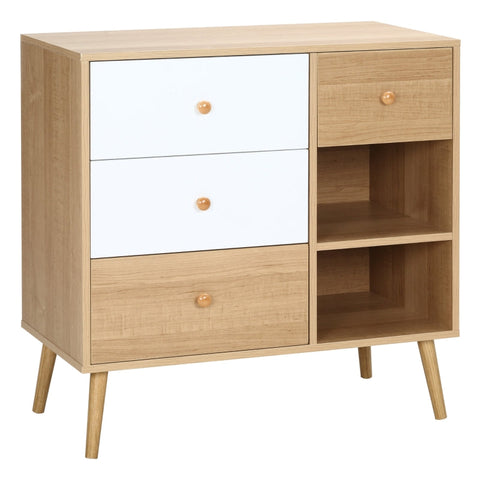 Rootz Sideboard - Free-standing Cabinet - Scandi Style Wardrobe - 4 Drawers And 2 Shelves - Kitchen - Bedroom - Living Room - Entryway - 80cm x 39cm x 80cm