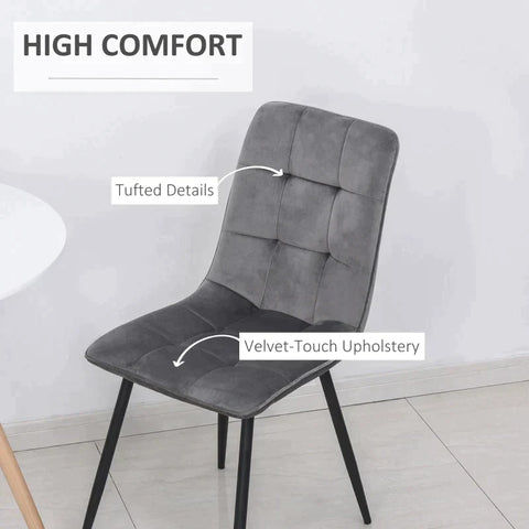 Rootz Set Of 2 Dining Room Chairs - Upholstered Chairs - Kitchen Chairs - Dining Table - Foam Metal - Gray/Black - 45 x 63 x 90 cm