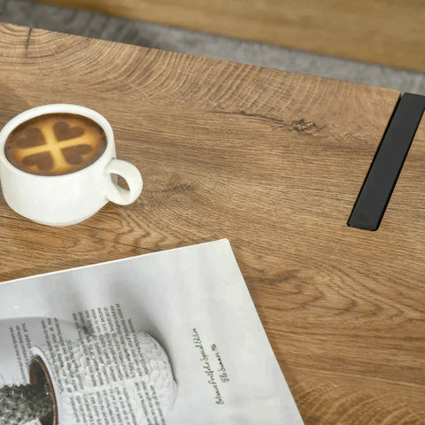 Rootz Coffee Table - Side Table - Industrial Design - Black + Brown - 105 cm x 60 cm x 42 cm