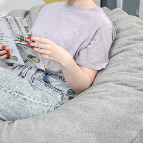 Rootz Beanbag - Sofa Beanbag - Floor Chair - Washable Cover - Light Grey