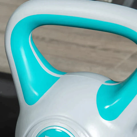 Rootz Kettlebell - 10kg Flat Bottom Large Handle - Faux Leather - Coat Blue - 22 x 16 x 26cm