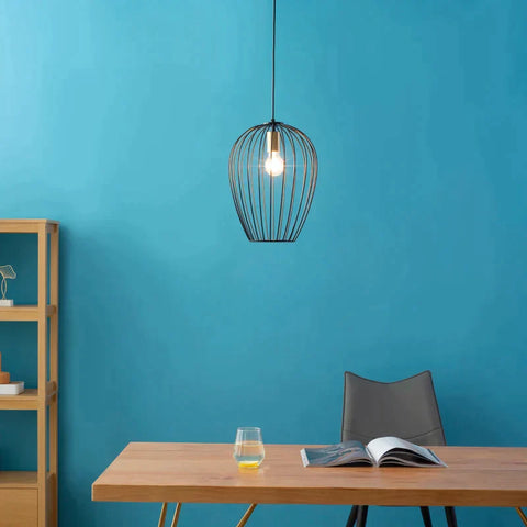 Rootz Hanglamp - Lampenkap - Industrieel Design - In Hoogte Verstelbaar - Inclusief Bevestigingsmateriaal - Zwart + Goud - 26 cm x 26 cm x 130