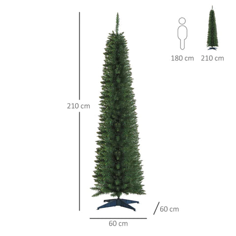 Rootz Kerstboom - 2,1 M Kerstboom Met Standaard - Kunstspar - 499 Takken - Demonteerbaar - PVC - Groen - Ø60 x 210 cm
