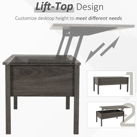 Rootz Coffee Table - Lift-Top Coffee Table with Storage - Wood-Effect - Grey - 98 cm x 48 cm x 45 cm
