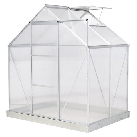 Rootz Aluminum Greenhouse - Garden House With Window Door - Plant House - Weather-resistant - Silver - 193 cm x 126 cm x 205