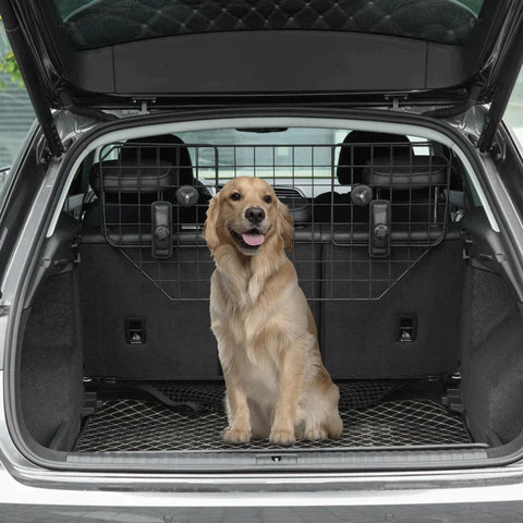 Rootz Dog Guard - Car Universal Trunk Guard - Dog Guard Divider - Adjustable - Metal - Black - (90-120) x 40.5 cm