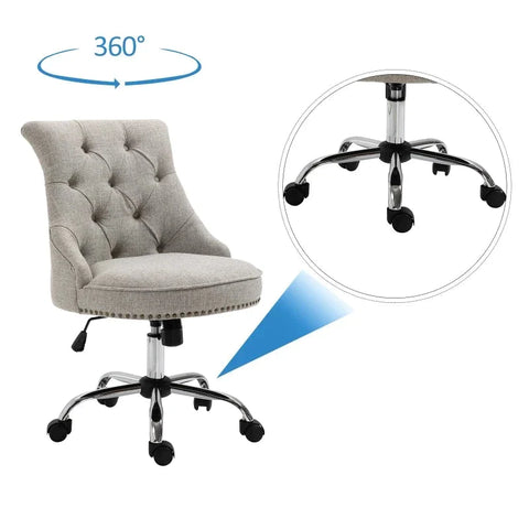 Rootz Swivel Chair - Office Chair - Work Chair - Desk Chair - Chair- 360° Rotatable - 150 Kg Load Capacity - Height Adjustable - Light Gray -  54 x 65.5 x (84-91) cm
