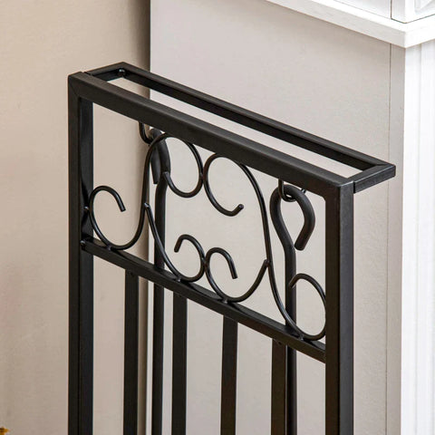 Rootz Firewood Stand With Fireplace Cutlery - Firewood Rack - Fireplace Tool - Steel - Black - 75 x 30 x 60 cm