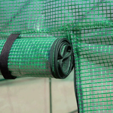 Rootz Greenhouse - 2 Tier Greenhouse - Buitentuin Met Roldeur - Groen - 214 cm x 143 cm x 195 cm