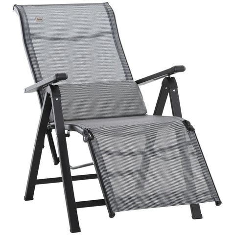 Rootz Lounger Chair - Zero Gravity Chair - Sun Lounger - Deck Chair - Garden Lounger - 9 Positions Adjustable - Weightlessness Lounger - Black/Gray - 70 x 65 x 111 cm