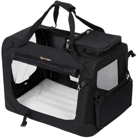 Rootz Transport Box - Dog Box - Transport Bag - Foldable Cat Box - Black
